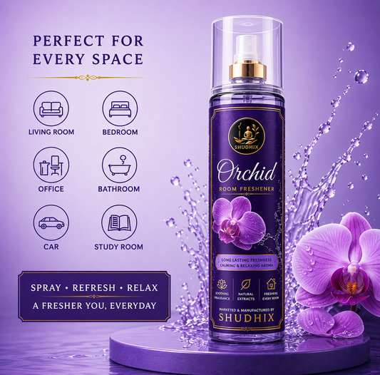 SHUDHIX Orchid Room Freshener Spray 200ml | Long Lasting Floral Air Freshener for Home, Office, Bedroom & Bathroom