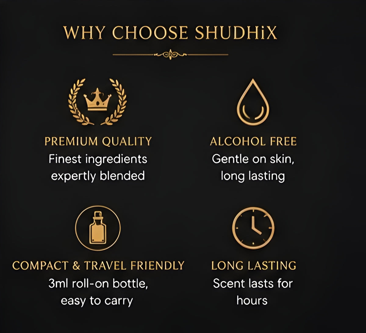 SHUDHIX Royal Oud Premium Attar | Alcohol Free Long Lasting Oud Fragrance