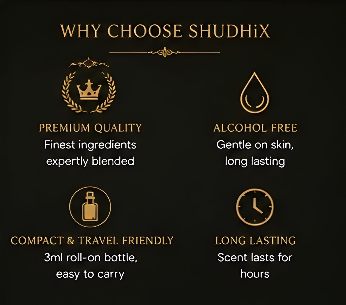 SHUDHIX Amber Gold Premium Attar | Alcohol Free Amber Vanilla Musk Perfume Oil