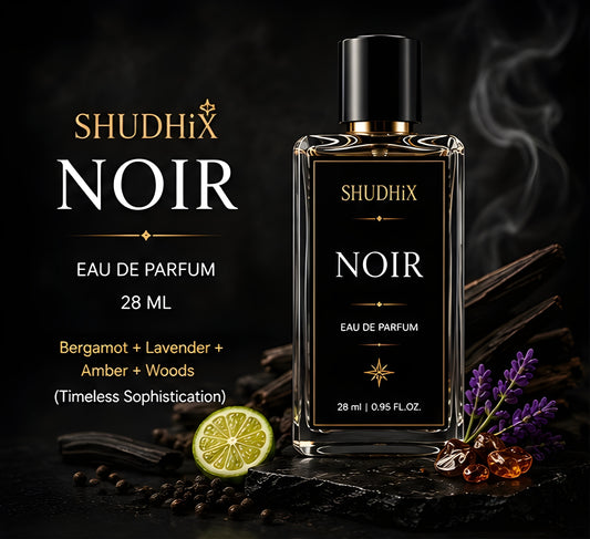 SHUDHIX NOIR Eau De Parfum for Men | Bergamot, Lavender, Amber & Woods | Long Lasting Luxury Fragrance