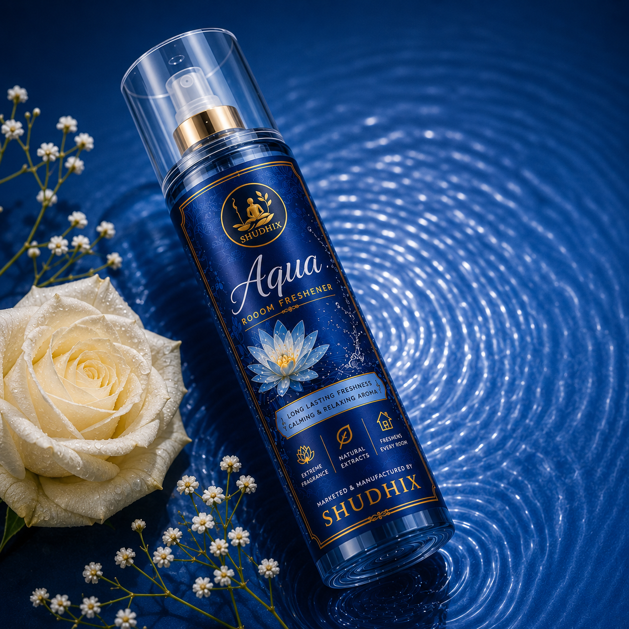 SHUDHIX Aqua Room Freshener Spray 200ml | Long Lasting Fresh Aqua Air Freshener for Home, Office, Bedroom & Bathroom
