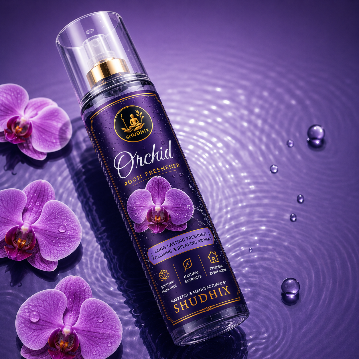 SHUDHIX Orchid Room Freshener Spray 200ml | Long Lasting Floral Air Freshener for Home, Office, Bedroom & Bathroom