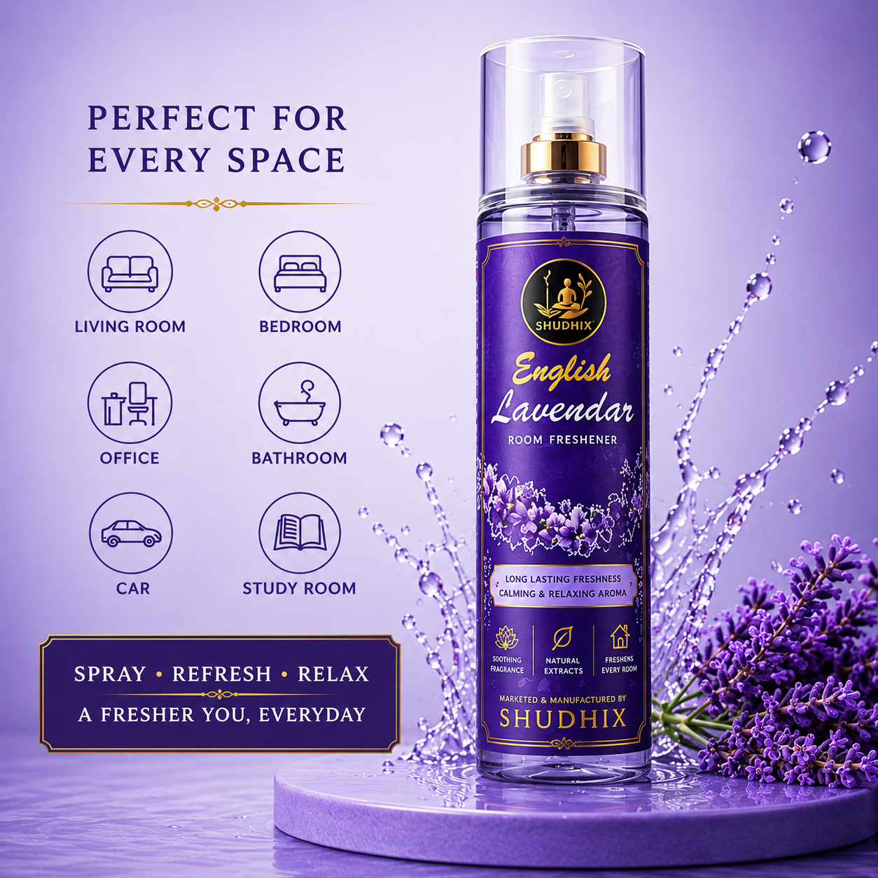 SHUDHIX English Lavender Room Freshener